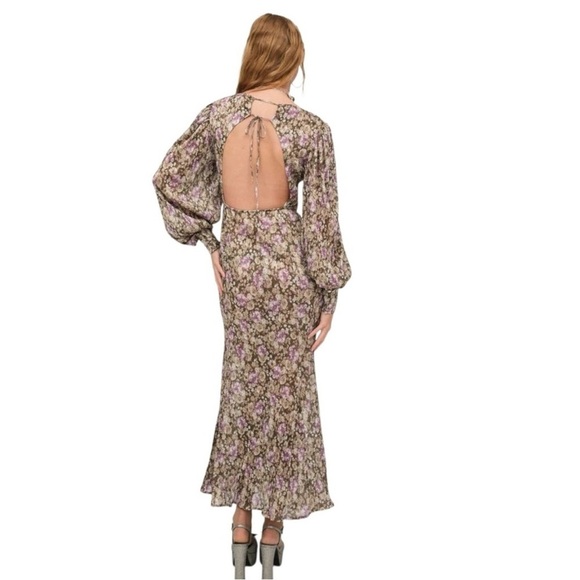 For Love & Lemons Wynne Maxi Dress Size M NWT Cut Out Shimmer Coquette - Picture 2 of 11